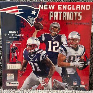 2017 New Sealed New England Patriots Wall Calendar 18x12 in Giant Images